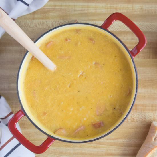 Squash, Kielbasa & Rice Soup - Recipe photo by the darling apron
