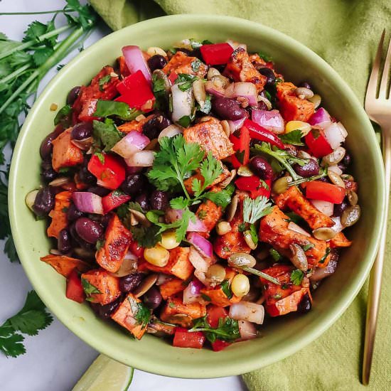 Vegan Sweet Potato Black Bean Salad - Recipe photo by brokebankvegan