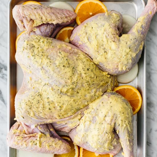 How To Spatchcock A Turkey - Recipe photo by Downshiftology