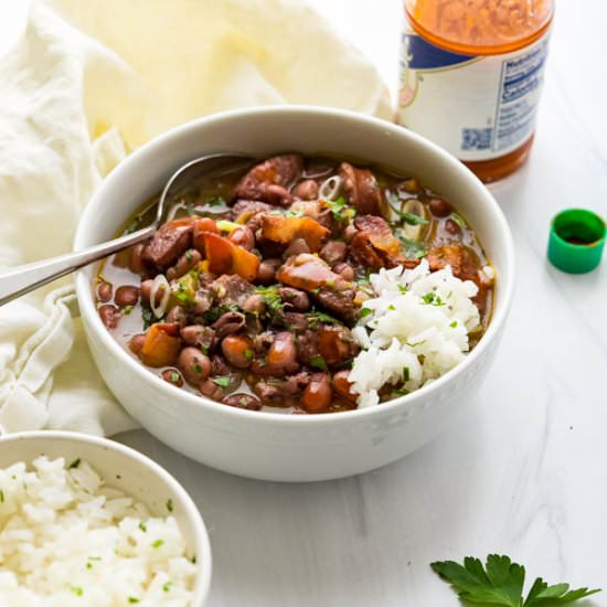 Cajun Red Beans Rice & Sausage - Recipe photo by garlic and zest