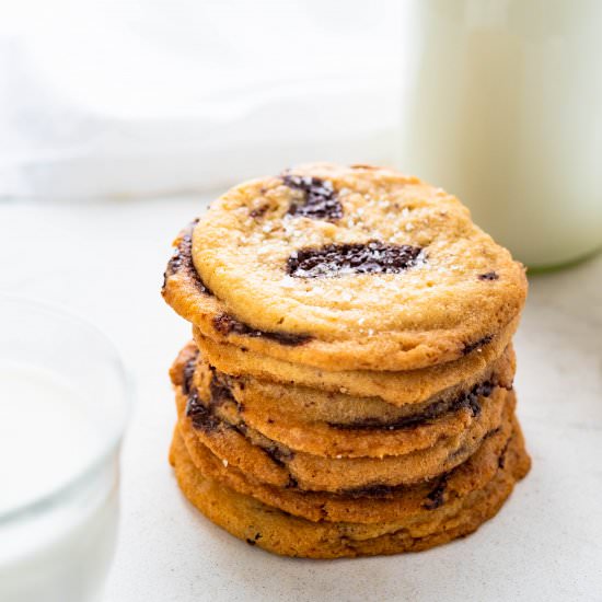 Salted Tahini Chocolate Chip Cookie - Recipe photo by garlic and zest