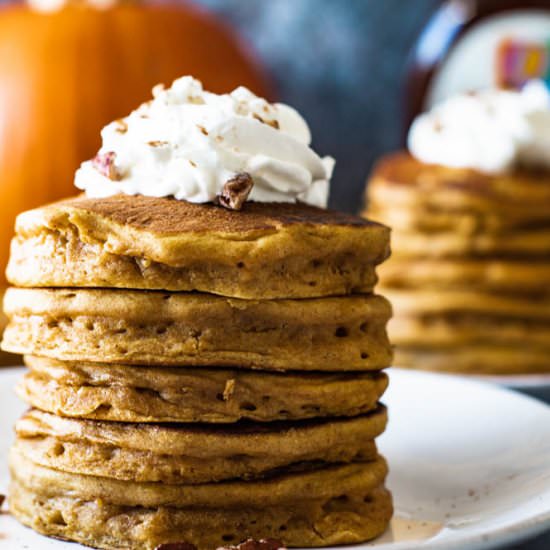 Whole Wheat Pumpkin Pancakes - Recipe photo by theseasonaljunkie