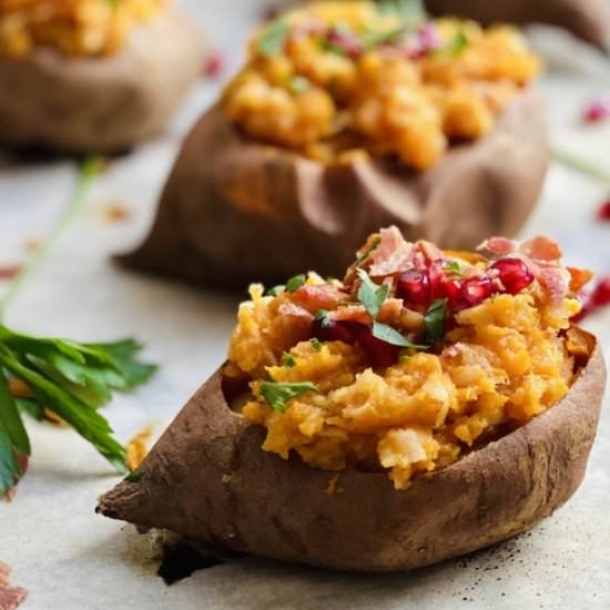 Apple Bacon Stuffed Sweet Potatoes - Recipe photo by amycaseycooks