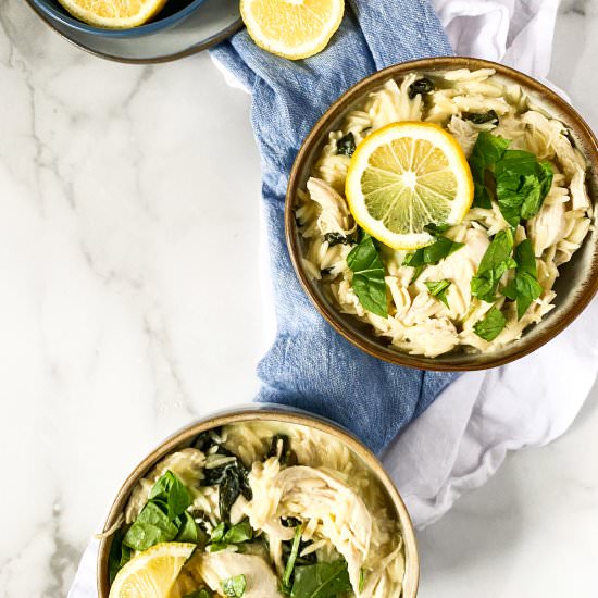 Lemon Chicken Orzo Soup - Recipe photo by overthespoonfor
