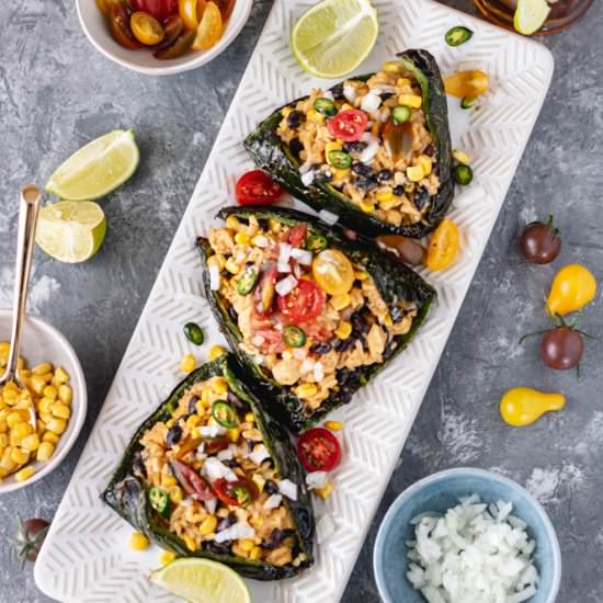Easy Stuffed Poblano Peppers (DF) - Recipe photo by Alifedelicious