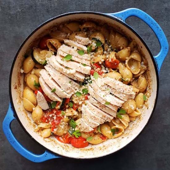 Cacio e Pepe with Roasted Chicken - Recipe photo by RaspberriesAndKohlrabi