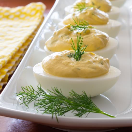 Deviled Eggs with Fresh Dill and Le - Recipe photo by For the Love of Cooking