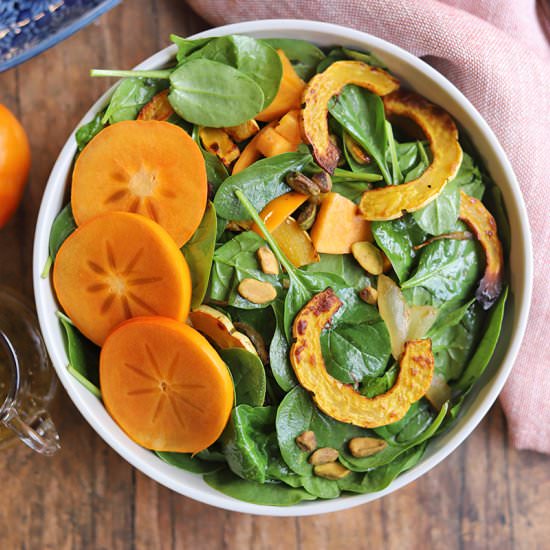 Salad with persimmons & squash - Recipe photo by cadryskitchen