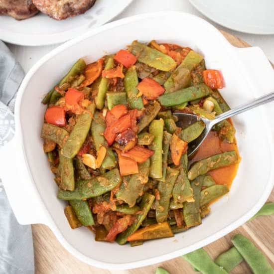 Cooked Flat Beans and Tomato - Recipe photo by sustain my cooking habit