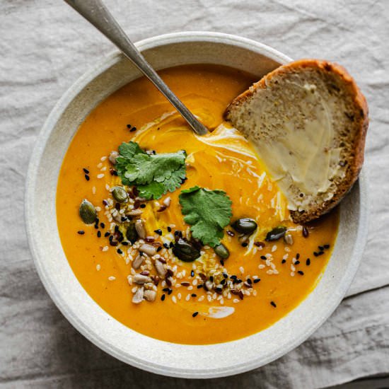Carrot, coconut and ginger soup - Recipe photo by Shecanteatwhat