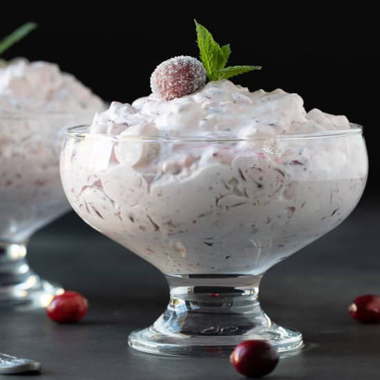 cranberry fluff salad - Recipe photo by The Blond Cook