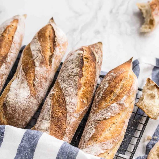 Sourdough Baguette - Recipe photo by PantsDownApronsOn