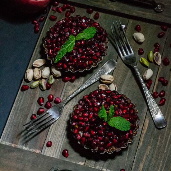 Pistachio Pomegranate Tarts - Recipe photo by whattheforksfordinner