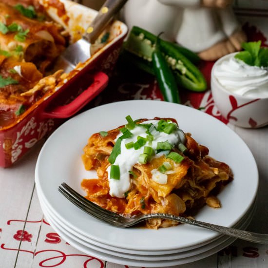 Gluten-Free Chicken Enchilada Lasag - Recipe photo by whattheforksfordinner