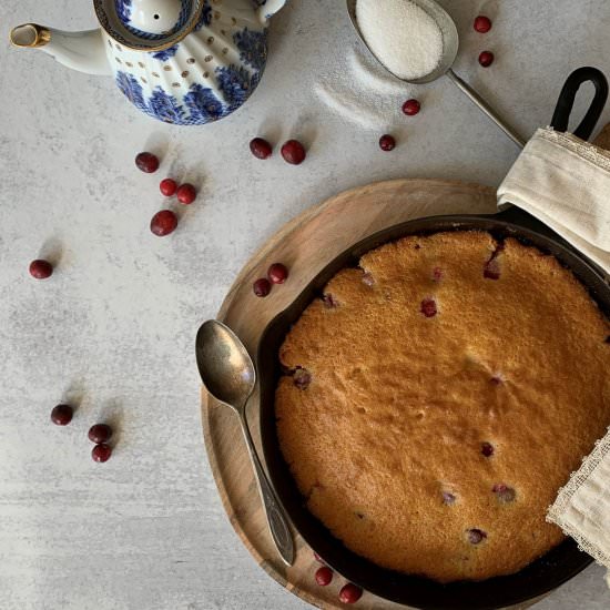 Cast Iron Cranberry Sugar Cake - Recipe photo by NotEntirelyAverage