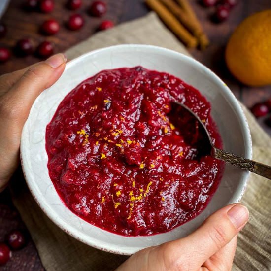 Orange Cranberry Sauce - Recipe photo by No Sweat Vegan