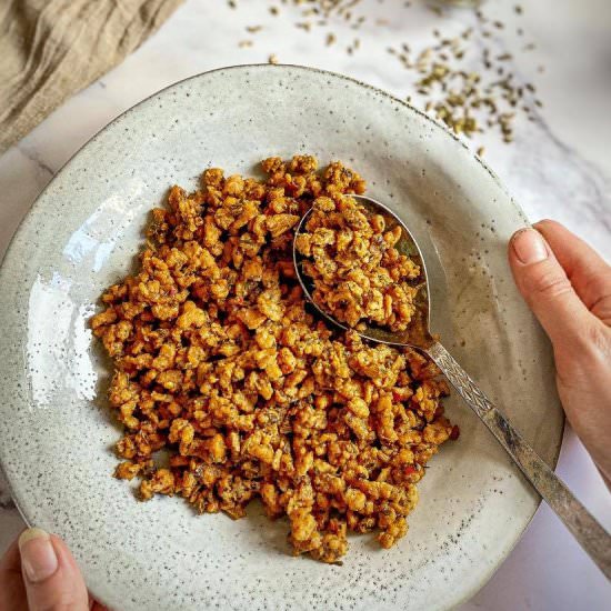 Vegan Italian Sausage Crumbles - Recipe photo by No Sweat Vegan