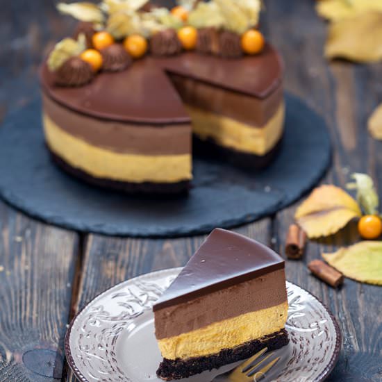 Chocolate Pumpkin Mousse Cake - Recipe photo by Home Cooking Adventure