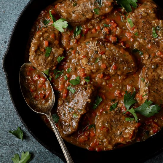 Cajun-Smothered Pork Medallions - Recipe photo by fromachefskitchen