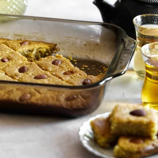 Namoura (Lebanese Semolina Cake) - Recipe photo by Plant Based Folk
