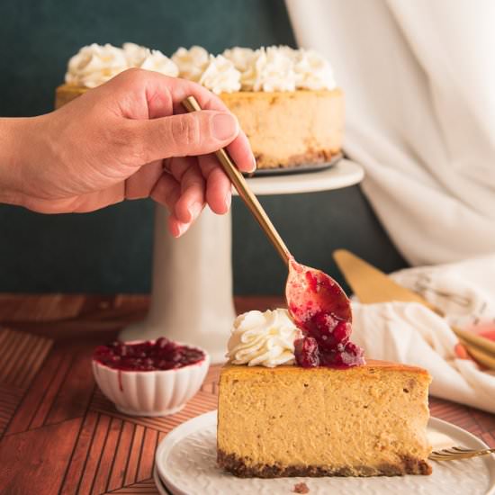 Pumpkin Cheesecake w/Gingersnap - Recipe photo by senseandedibility