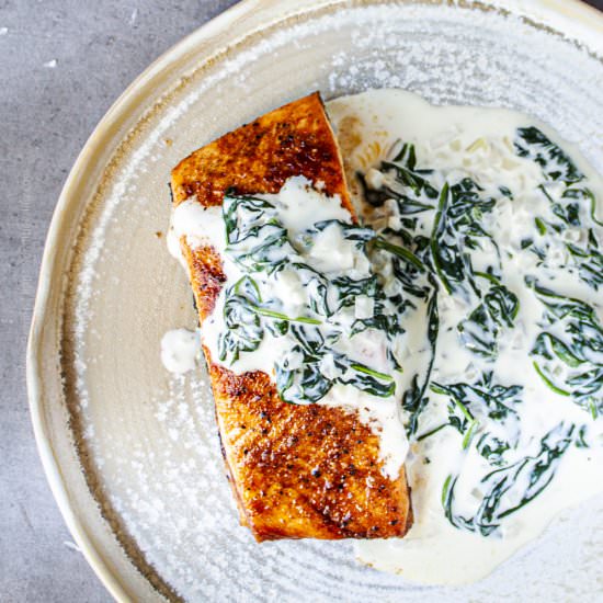 Spinach Cream Sauce for Salmon - Recipe photo by Craft Beering