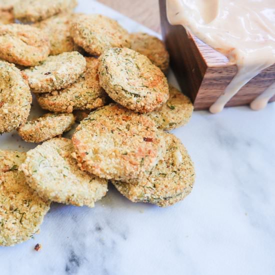 Lightened Up "Fried" Pickles - Recipe photo by the.sassy.foodie