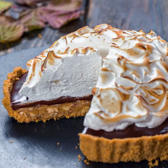 No-Bake Chocolate Pecan Pie - Recipe photo by Home Cooking Adventure
