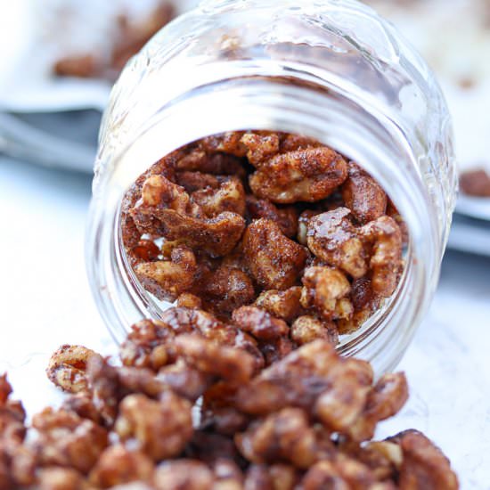 Spiced Walnuts with brown sugar - Recipe photo by The Traveling Dietitian