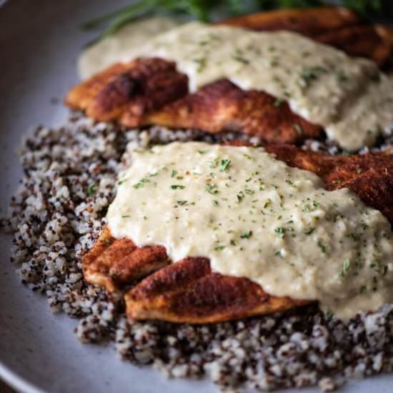 Flounder with Pontchartrain Sauce - Recipe photo by dudethatcookz