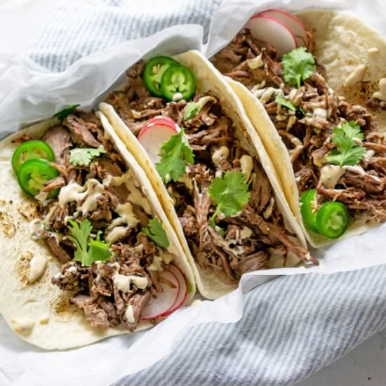 Slow Cooker Barbacoa Tacos - Recipe photo by savoryexperiments