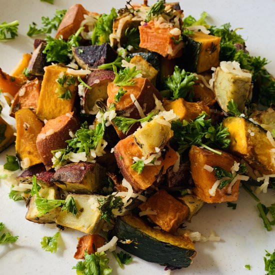 Cheesy Sweet Potato & Kabocha Squash - Recipe photo by cokocooks