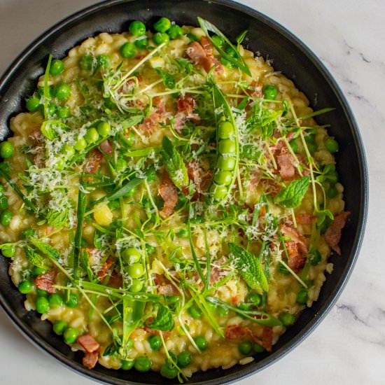 Pea & Bacon Risotto - Recipe photo by AnotherFoodBlogger