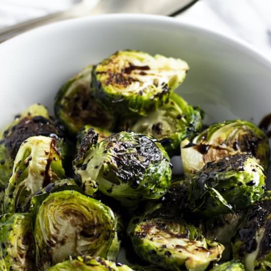 Balsamic Glazed Brussels sprouts - Recipe photo by kettleandkale