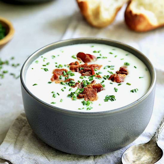 Potato Leek Cheddar Soup - Recipe photo by fromachefskitchen