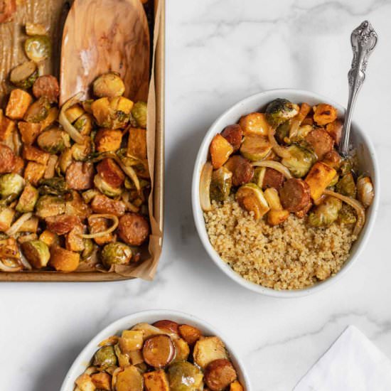 Chicken Sausage Sheet Pan dinner - Recipe photo by Donut Worry Be Healthy
