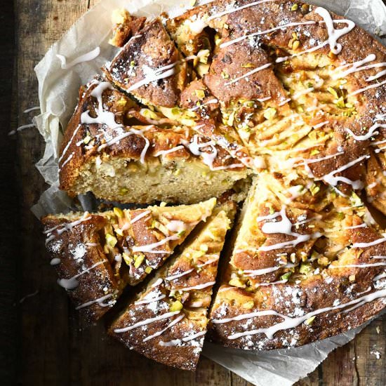Apple Yogurt Cake with Pistachios - Recipe photo by servingdumplings