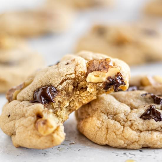 Maple Walnut Chocolate Chip Cookies - Recipe photo by cookiedoughdiaries