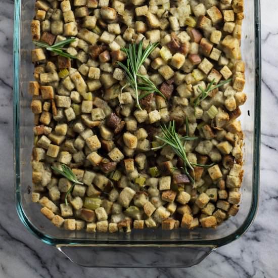 Classic Vegan Holiday Stuffing - Recipe photo by kettleandkale