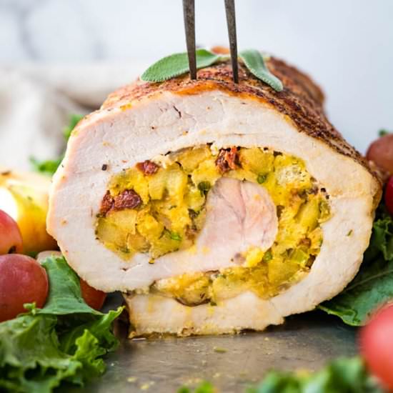 Cherry Apple Stuffed Pork Loin - Recipe photo by garlic and zest
