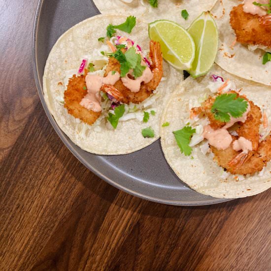 Crispy Shrimp Tacos - Recipe photo by MostlyMasala