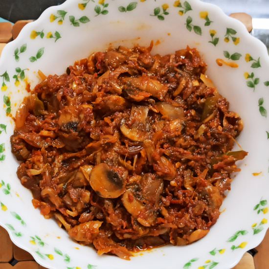 spicy mushroom masala - Recipe photo by foodies855