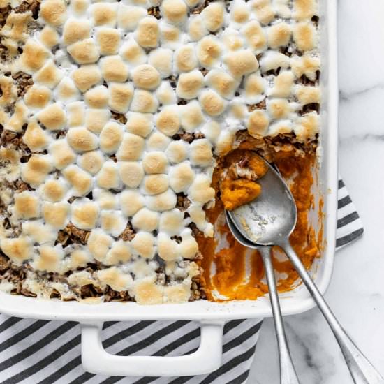 HEALTHY Sweet Potato Casserole - Recipe photo by Donut Worry Be Healthy