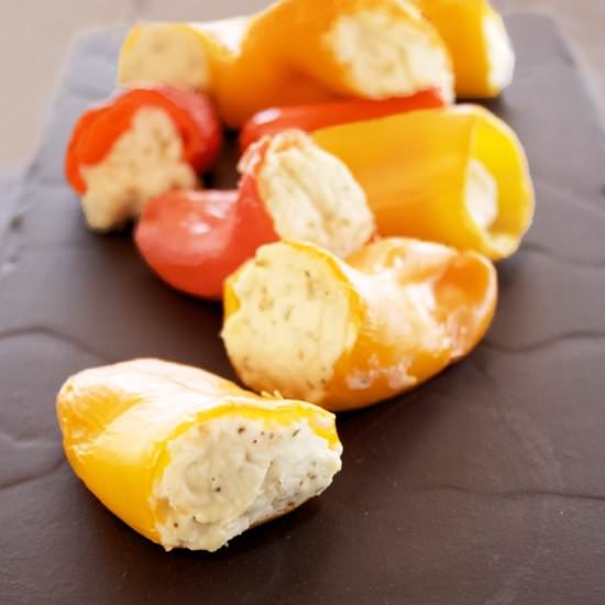 Peppers Stuffed with Goat Cheese - Recipe photo by Flipped-Out Food