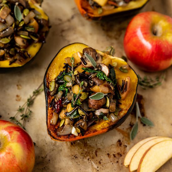 Vegan Stuffed Acorn Squash - Recipe photo by ShortGirlTallOrder