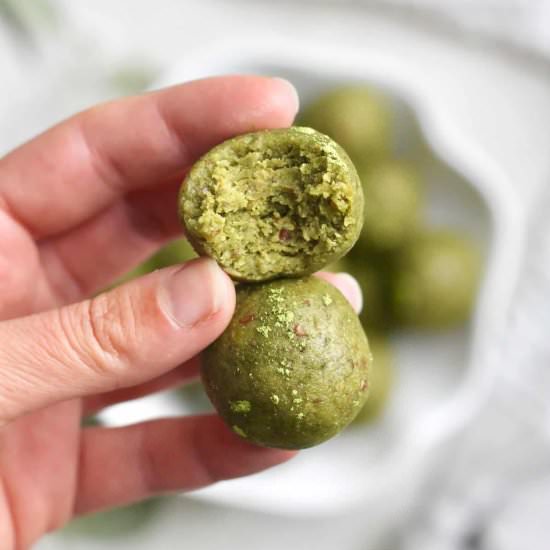 Matcha Cookie Protein Bites - Recipe photo by Hummusapien