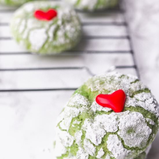 Grinch Crinkle Cookies - Recipe photo by The Traveling Dietitian