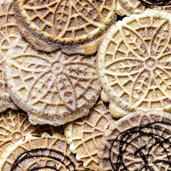 Churro Pizzelles - Recipe photo by FloatingKitchen