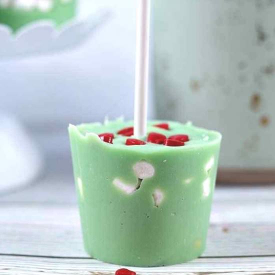 Grinch Hot Chocolate Sticks - Recipe photo by Everything Pretty