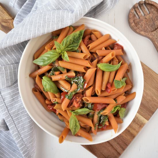 Balsamic Basil Lentil Pasta - Recipe photo by TheHomeBakedVegan